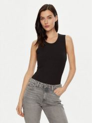 Calvin Klein Top K20K208054 Czarny Slim Fit. Czarne topy damskie CALVIN KLEIN, xxs, bez wzorów, bez kołnierzyka. Za 129.99 zł.