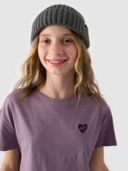 4F T-shirt gładki dziewczęcy - fioletowa 122 (6-7 lat). Fioletowe koszulki dziewczęce 4f, bez wzorów, z bawełny, bez ramiączek. W wyprzedaży za 19.99 zł.