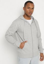 Jasnoszara Bluza z Bawełną Kapturem i Sznurkami Asallin. Szare bluzy z kapturem męskie Born2be, l, z bawełny. Za 54.99 zł.