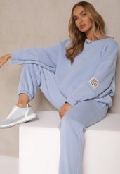 Niebieski Komplet Dresowy z Polarową Podszewką Bluza i Joggery Ziline. Niebieskie bluzy bez kaptura damskie Renee, z bawełny. Za 159.99 zł.