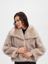 Noisy May kurtka ze sztucznego futra - NMMoira Kobiety beżowy|szary, XL. Brązowe kurtki damskie Noisy may, xl, bez wzorów, bez kaptura. Za 329.95 zł.