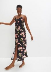 Koszula nocna na wąskich ramiączkach, z delikatną koronką. Czarne koszule nocne damskie bonprix, bez wzorów, z bawełny. Za 74.99 zł.