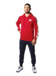 Bluza z bawełna z kaptur na co dzień na siłownię. Czerwone bluzy sportowe męskie LEONE 1947 APPAREL, bez wzorów, z bawełny, bez kołnierzyka, bez ramiączek. Za 189.41 zł.