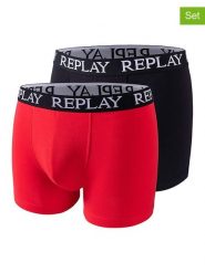 Replay Underwear Bokserki (2 pary) w kolorze czerwonym i czarnym rozmiar: XL. Czarne bokserki męskie Replay Underwear, bez wzorów. Za 43.99 zł.