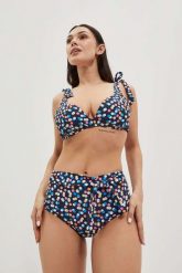 Dół od bikini z wysokiem stanem granatowy. Niebieskie bikini damskie MOODO, bez wzorów. W wyprzedaży za 16.49 zł.
