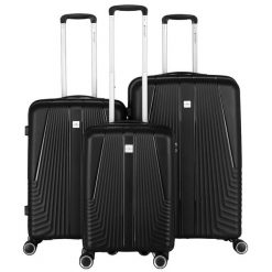 Zestaw walizek podróżnych z tworzywa ABS w czarnym kolorze Peterson PTN PP-09-SET3. Czarne walizki Peterson, bez wzorów. Za 549.99 zł.