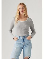 Levi's Koszulka w kolorze szarym rozmiar: XS. Szare bluzki damskie Levi's, s, bez wzorów, z bawełny, bez kołnierzyka, bez ramiączek. Za 74.11 zł.