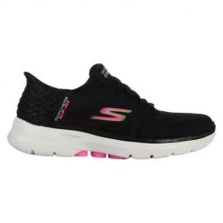Buty do chodzenia damskie Skechers Go Walk 6 Vivid Id Slip Ins. Czarne buty sportowe na co dzień damskie Skechers, bez wzorów, z materiału, trekkingowe. Za 468.00 zł.