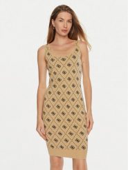 Guess Sukienka dzianinowa Sarah W4BK98 Z3JD2 Beżowy Slim Fit. Brązowe sukienki damskie Guess, l, z aplikacjami, z dzianiny, bez kołnierzyka, bez ramiączek. Za 259.99 zł.