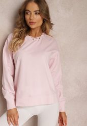 Różowa Bluza z Długim Rękawem i Okrągłym Dekoltem Miyoko. Czerwone bluzy bez kaptura damskie Renee, xs, z dzianiny. Za 49.99 zł.