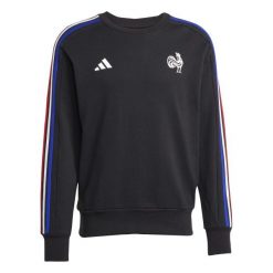 Bluza France Essentials 3-Stripes. Czarne bluzy bez kaptura męskie Adidas, z bawełny. W wyprzedaży za 235.50 zł.