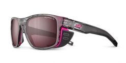 Okulary z polaryzacją Julbo Shield M - SP Polarized 3 HD - grey tranlu/pink. Czerwone okulary przeciwsłoneczne męskie JULBO, z tworzywa sztucznego. Za 681.99 zł.