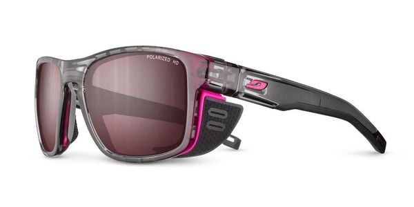 Okulary z polaryzacją Julbo Shield M - SP Polarized 3 HD - grey tranlu/pink. Czerwone okulary przeciwsłoneczne męskie JULBO, z tworzywa sztucznego. Za 681.99 zł.