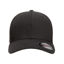 Siatkowa Czapka Z Daszkiem. Czarne czapki z daszkiem damskie FLEXFIT, bez wzorów, z bawełny. Za 65.99 zł.