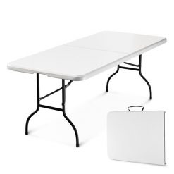 Stół turystyczny składany dla 6 osób MOUNTAIN GOAT 180 x 74 cm z walizką. Białe walizki MOUNTAIN GOAT, bez wzorów. Za 129.99 zł.