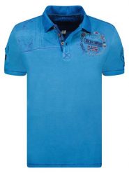 Geographical Norway Koszulka polo "Kinflat" w kolorze niebieskim rozmiar: M. Niebieskie koszulki polo męskie Geographical Norway, m, bez wzorów, z bawełny, bez ramiączek. Za 87.81 zł.