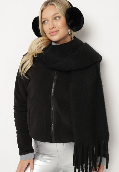 Czarna Welurowa Bluza Polar na Suwak Asiyana. Czarne bluzy bez kaptura damskie Born2be, l, z polaru. Za 49.99 zł.