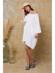 Joséfine Lniana sukienka "Direct" w kolorze białym rozmiar: S. Białe sukienki damskie Joséfine, s, bez wzorów, ze lnu, bez kołnierzyka, bez ramiączek, mini. Za 152.99 zł.