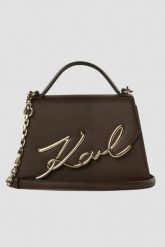 KARL LAGERFELD Czekoladowa torebka damska Crossbody. Brązowe torebki klasyczne damskie Karl Lagerfeld, bez wzorów, ze skóry, bez dodatków. W wyprzedaży za 1,259.99 zł.