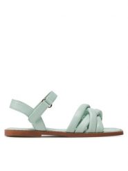 Nelli Blu Sandały CS21092-02 Zielony. Zielone sandały dziewczęce Nelli Blu, ze skóry, bez zapięcia. Za 89.99 zł.