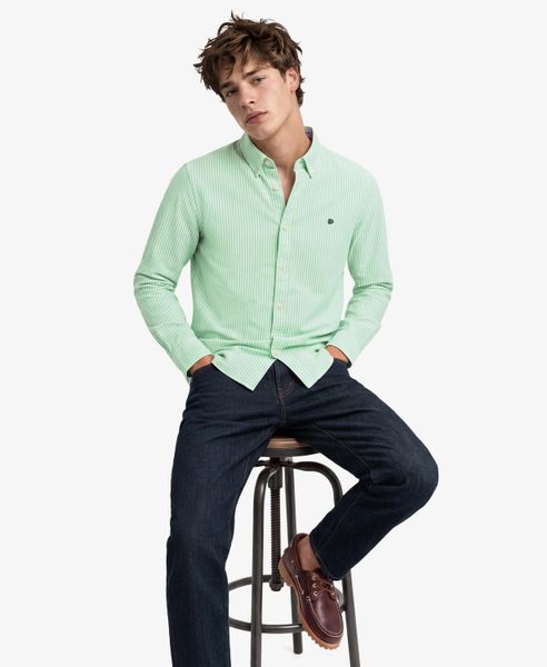 Superdry Koszula Preppy Oxford z długim rękawem - Organic Cotton, Miętowy pasek. Zielone koszule męskie Superdry., xl, bez wzorów, z bawełny, bez kołnierzyka, bez ramiączek. Za 250.50 zł.