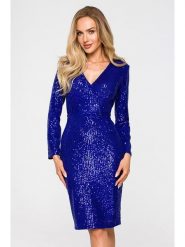 Made of emotion Sukienka w kolorze niebieskim rozmiar: M. Niebieskie sukienki damskie Made Of Emotion, m, bez wzorów, bez kołnierzyka, bez ramiączek, mini. Za 372.45 zł.