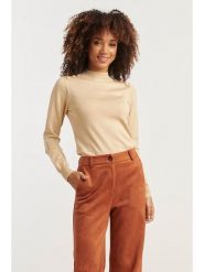 Smashed Lemon Sweter w kolorze beżowym rozmiar: L. Brązowe golfy damskie Smashed Lemon, l, z aplikacjami, bez ramiączek. Za 104.99 zł.