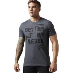 Koszulka sportowa męska Reebok AJ2762. Szare t-shirty sportowe męskie Reebok, l, z materiału, bez ramiączek, na fitness i siłownię. Za 118.00 zł.