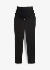 Spodnie ciążowe ze stretchem, slim fit. Czarne spodnie materiałowe damskie bonprix, bez wzorów, moda ciążowa. Za 169.99 zł.