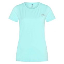 Koszulka damska HV Polo Classic. Niebieskie bluzki sportowe damskie HV POLO, bez kołnierzyka, bez ramiączek. Za 217.50 zł.