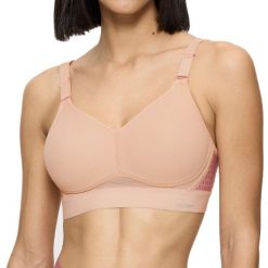 Biustonosz sportowy Hybrid Lite. Brązowe biustonosze sportowe damskie TRIACTION, bez wzorów, z elastanu. Za 281.00 zł.