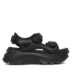 Sandały Buffalo. Czarne sandały damskie Buffalo, bez wzorów, bez obcasa, na płaskiej podeszwie. Za 389.99 zł.