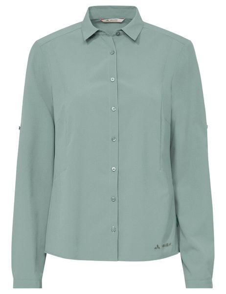 Koszula damska Rosemoor LS Shirt IV. Zielone koszule damskie Vaude, na lato, bez wzorów, z materiału, sportowe, bez kołnierzyka, bez ramiączek. Za 371.25 zł.