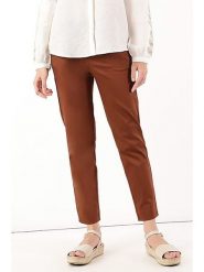 Marks & Spencer Spodnie chino w kolorze jasnobrązowym rozmiar: 32/L31. Brązowe spodnie materiałowe damskie Marks & Spencer, bez wzorów, z podwyższonym stanem. Za 37.21 zł.