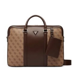 Torba na laptopa Guess. Brązowe torby na laptopa damskie Guess, z aplikacjami. Za 584.99 zł.