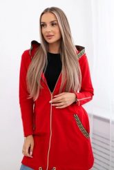 Bluza z ozdobną taśmą czerwona. Czerwone bluzy z kapturem damskie KESI, l, z bawełny. Za 263.47 zł.