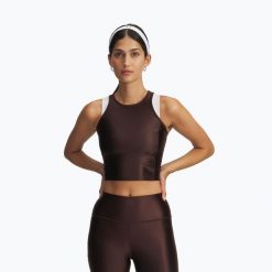 Top treningowy damski Under Armour Motion Shine Tank kona brown/black. Brązowe topy damskie Under Armour, bez wzorów, bez kołnierzyka. Za 88.99 zł.