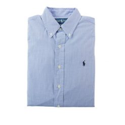 Second life - Koszula klasyczna męska Custom Fit - Jak nowy. Niebieskie koszule męskie Ralph Lauren, m, bez wzorów, z jeansu, bez kołnierzyka, bez ramiączek. Za 207.36 zł.