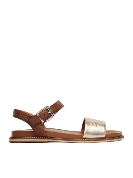 U.S. Polo Assn. Sandały EO-ADELI001W/6L1 Złoty. Żółte sandały damskie U.S. Polo Assn., bez wzorów, ze skóry, bez obcasa, na płaskiej podeszwie. Za 299.99 zł.