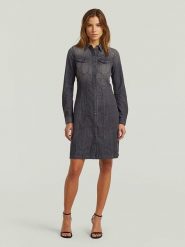 G-Star Sukienka dżinsowa w kolorze antracytowym rozmiar: XL. Czarne sukienki damskie G-Star, xl, bez wzorów, z bawełny, retro, bez kołnierzyka, bez ramiączek, midi. Za 282.45 zł.