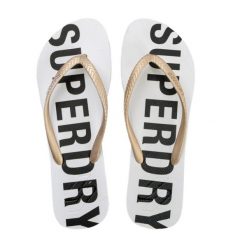 Japonki plażowe damskie Superdry Code Essential. Białe klapki damskie Superdry., bez wzorów, bez obcasa. Za 66.00 zł.