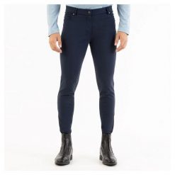 Spodnie jeździeckie o średniej przyczepności BR Equitation Jagger. Niebieskie spodnie materiałowe męskie BR, bez wzorów, z elastanu. Za 464.00 zł.