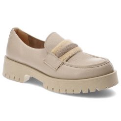 Beżowe Półbuty Lemar Eleganckie Skórzane Buty Damskie. Brązowe półbuty damskie Lemar, bez wzorów, ze skóry, biznesowe, bez obcasa. Za 359.00 zł.