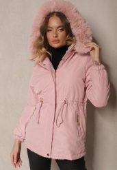 Różowa Kurtka Parka o Dwustronnym Kroju z Futrem i Odpinanym Kapturem Zinnissa. Czerwone kurtki damskie Renee, l, bez wzorów, z futra. Za 189.99 zł.
