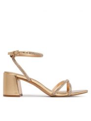 Aldo Sandały Boucliette 14344620 Złoty. Żółte sandały damskie Aldo, bez wzorów, ze skóry, bez obcasa, na słupku. Za 319.99 zł.