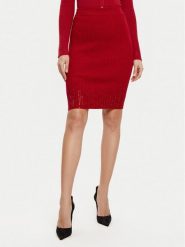Guess Spódnica ołówkowa W5RD83 Z2Y50 Czerwony Slim Fit. Czerwone spódniczki damskie Guess, s, z aplikacjami, z syntetyku, ołówkowe. Za 199.99 zł.