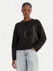 Calvin Klein Jeans Sweter Smooth LV047E304G Czarny Regular Fit. Czarne swetry klasyczne damskie Calvin Klein Jeans, m, z bawełny, bez kołnierzyka. Za 389.99 zł.