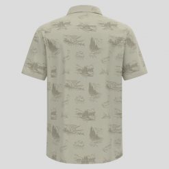 Koszula turystyczna męska Odlo Essential S/S Print Shirt S/S. Białe koszule męskie Odlo, m, bez wzorów, bez kołnierzyka, bez ramiączek. Za 298.99 zł.