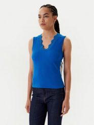 Morgan Top 251-DADILO Niebieski Slim Fit. Niebieskie topy damskie Morgan, xs, bez wzorów, z syntetyku, bez kołnierzyka. Za 139.99 zł.