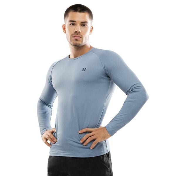 Męska koszulka treningowa z długim rękawem Fitness Siroko Aqua. Niebieskie t-shirty sportowe męskie SIROKO, m, z materiału, bez ramiączek, do biegania. Za 102.40 zł.